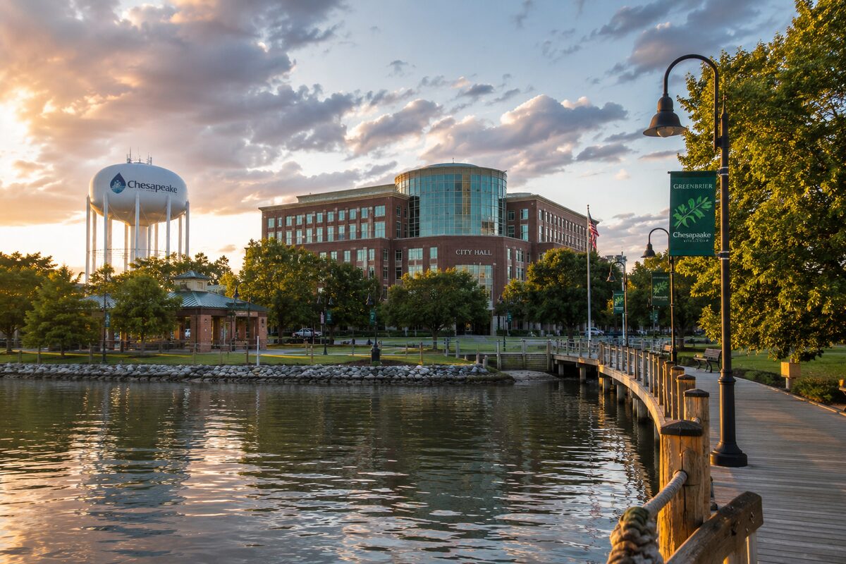 Chesapeake, VA City Hall and waterfront